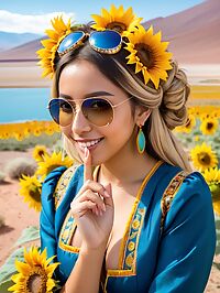 Attractive 20 year old latina girl DD breasts curvy ass in traditional blue dress