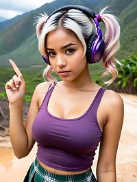 The 21 year old Dominican girl stands out in her vibrant green skirt at Hierve el Agua